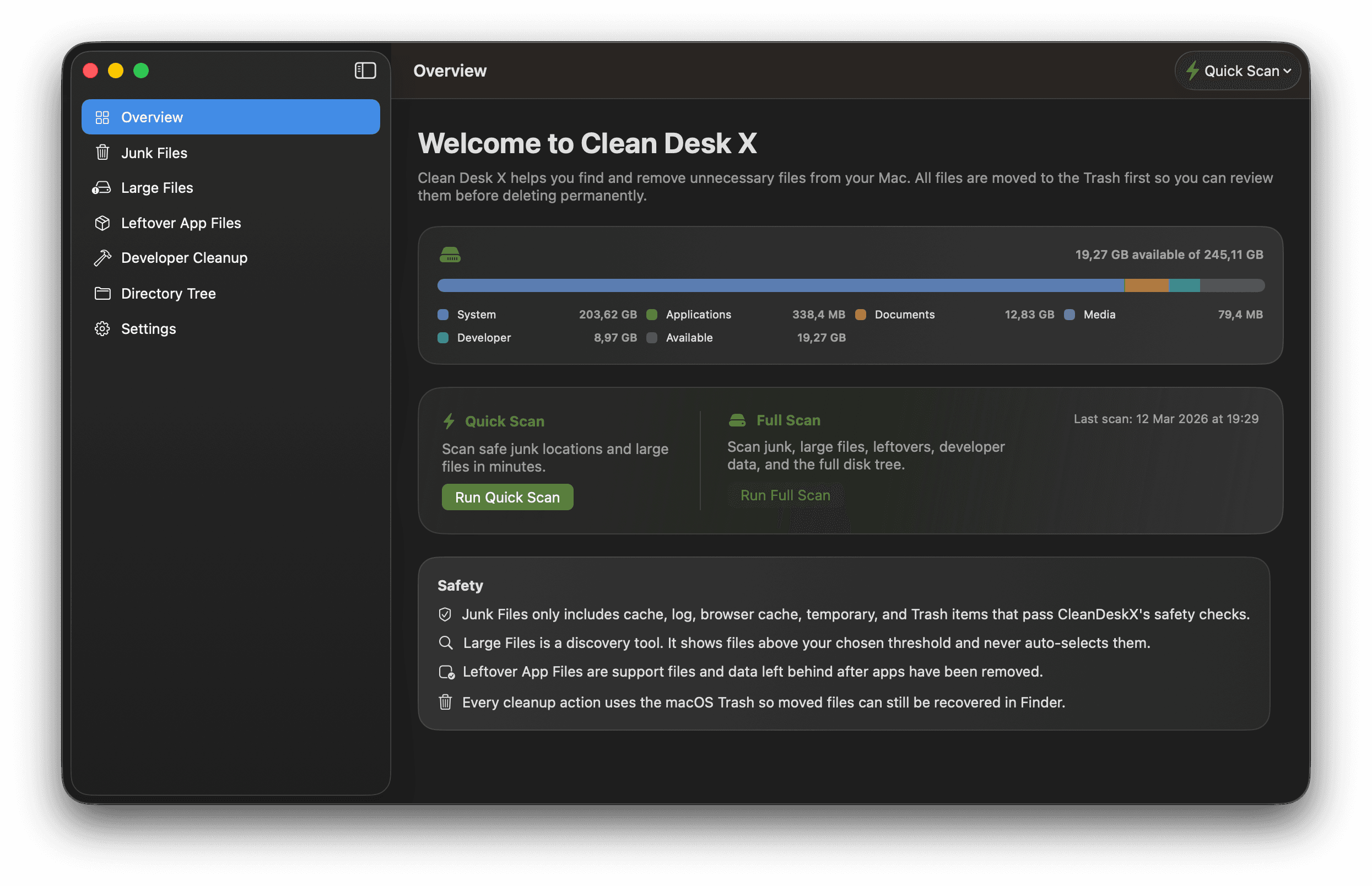 Clean Desk X app interface preview